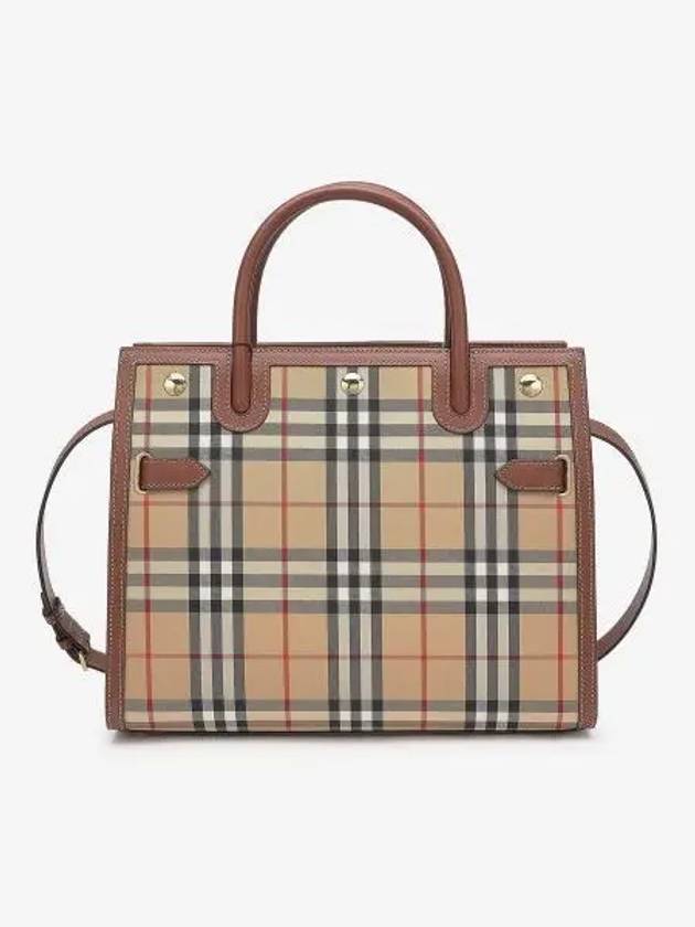 Small Vintage Check Title Tote Bag Beige - BURBERRY - BALAAN 2