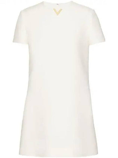 V logo wool silk mini dress 270564 - VALENTINO - BALAAN 1