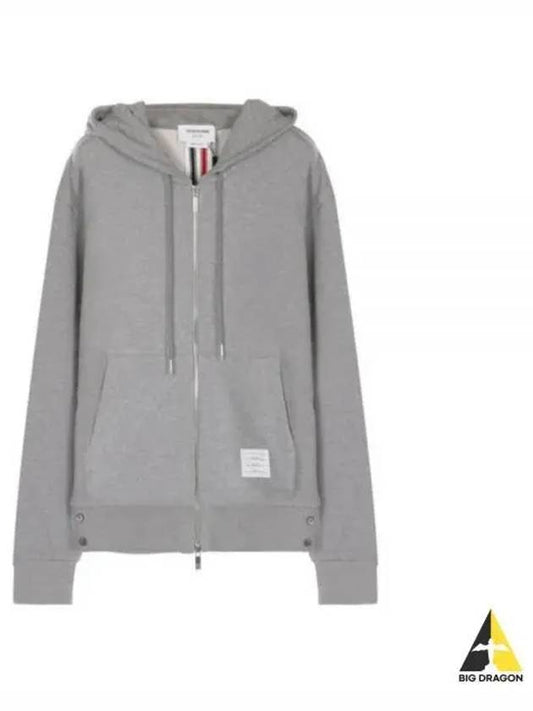 Center Back Stripe Cotton Zip Up Hoodie Light Grey - THOM BROWNE - BALAAN 2