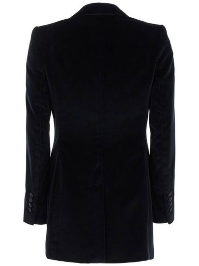 Black Single-Breasted Jacket With Peak Revers In Velvet Woman - DOLCE&GABBANA - BALAAN 2