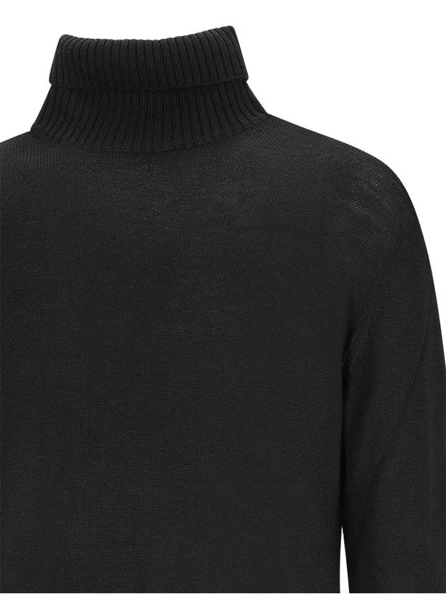 Men's Embroidered Logo Wool Turtleneck Black - JIL SANDER - BALAAN 4