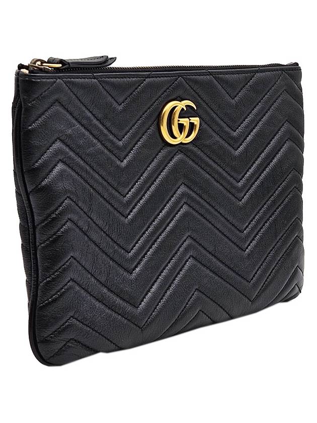 Gucci 525541 Black Matelasse Chevron GG Marmont Pouch Clutch - GUCCI - BALAAN 3