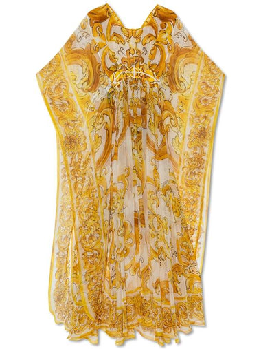 Dolce & Gabbana Dress With Majolica Print, Women's, Yellow - DOLCE&GABBANA - BALAAN 1