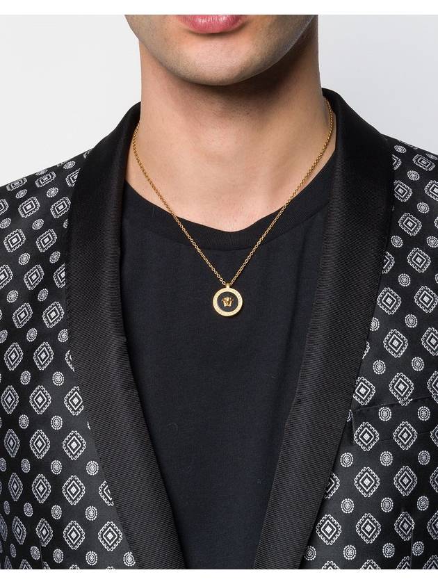 Enamel Medusa Pendant Necklace Black Gold - VERSACE - BALAAN 3