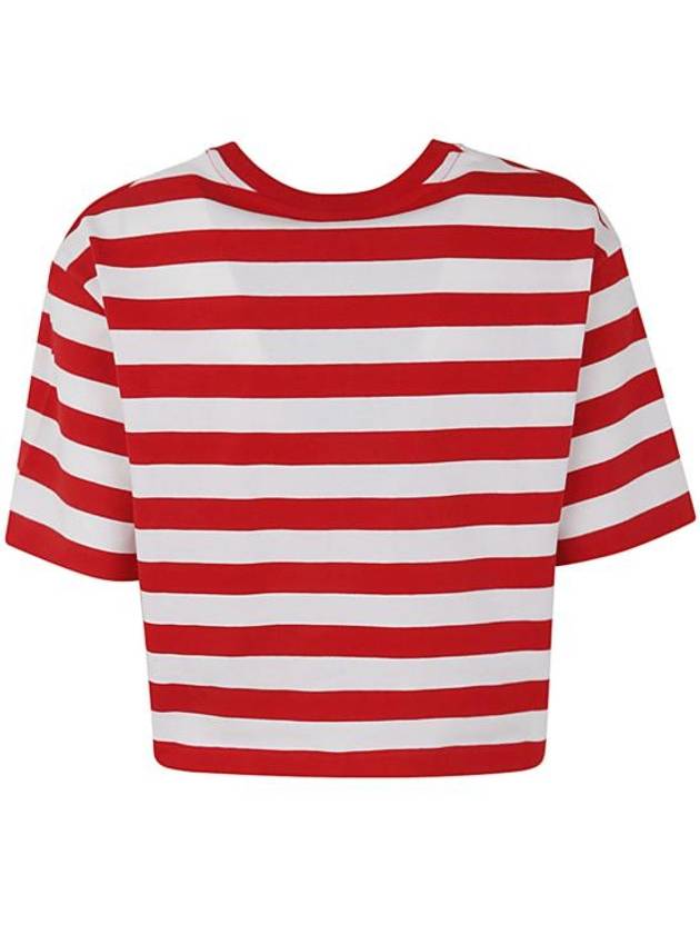 Organic Cotton Boxy Stripe Short Sleeve T-Shirt Red White - PATOU - BALAAN 3