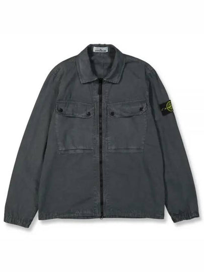 Brushed Organic Cotton Overshirt Jacket Dark Grey - STONE ISLAND - BALAAN 2