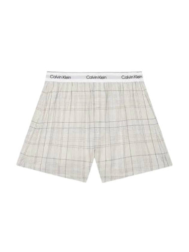 Cotton Poplin Boxer Briefs Check Ivory - CALVIN KLEIN - BALAAN 1