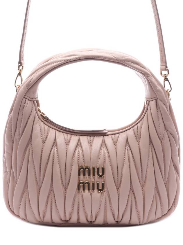 Wander Matelasse Nappa Leather Mini Hobo Tote Bag Powder Pink - MIU MIU - BALAAN 3