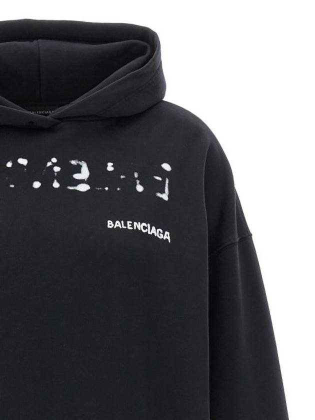 Logo Oversized Cotton Hoodie Black - BALENCIAGA - BALAAN 4