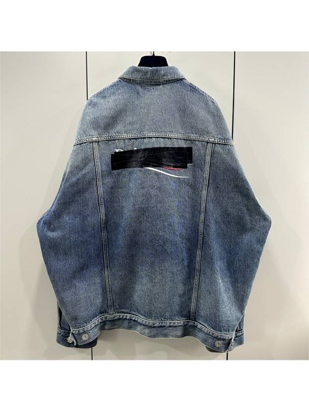 1 Men s Wave Logo Back Tape Overfit Denim Jacket - BALENCIAGA - BALAAN 10