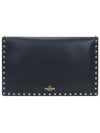 Envelope Rockstud Clutch Bag Black - VALENTINO - BALAAN.