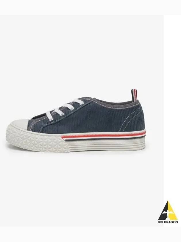 Cotton Lace-Up Low Top Sneakers Navy - THOM BROWNE - BALAAN 2