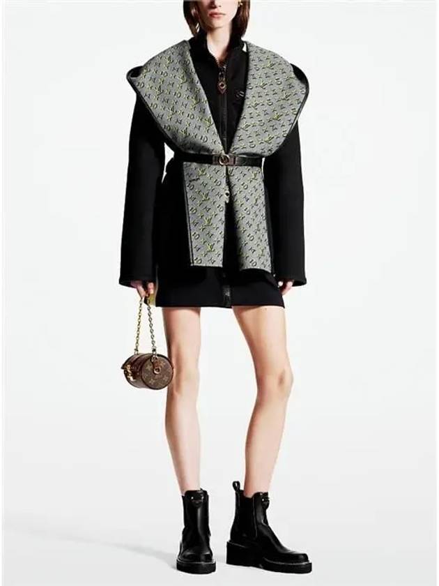 3D Monogram Double Breasted Wrap Coat Black - LOUIS VUITTON - BALAAN 4