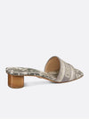 Dway Toile De Jouy Embroidered Cotton Slide Sandal Heels Grey - DIOR - BALAAN 4