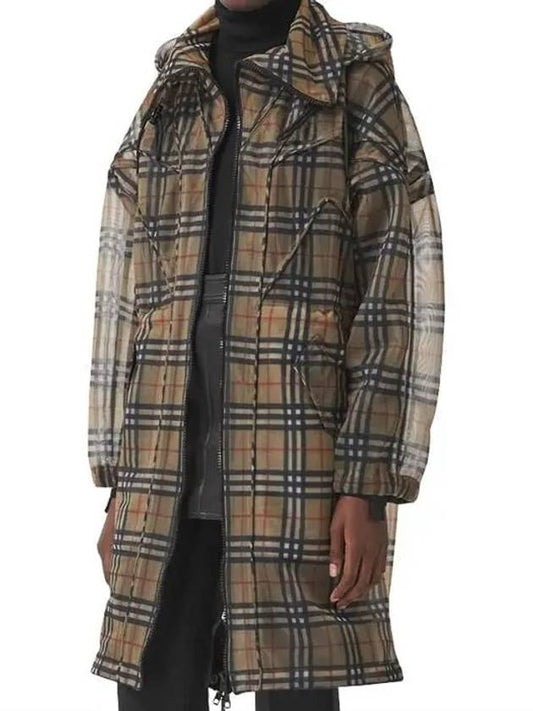 Women's Vintage Check Mesh Raincoat Archive Beige - BURBERRY - BALAAN 2