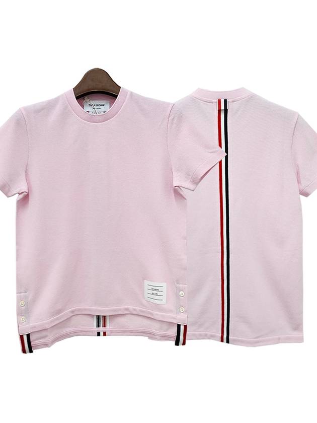 Center Back Stripe Classic Cotton Pique Relaxed Fit Short Sleeve T-Shirt Pink - THOM BROWNE - BALAAN 2