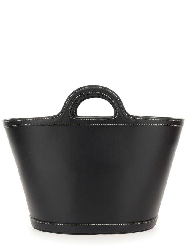 Tropicalia Small Leather Tote Bag Black - MARNI - BALAAN 5