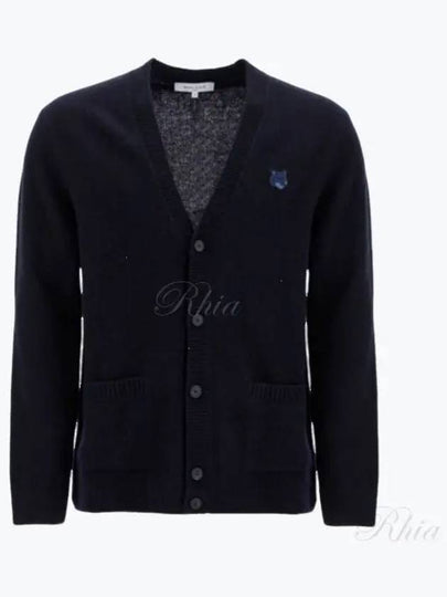 Bold Fox Head Patch Regular Lambswool Cardigan Navy - MAISON KITSUNE - BALAAN 2