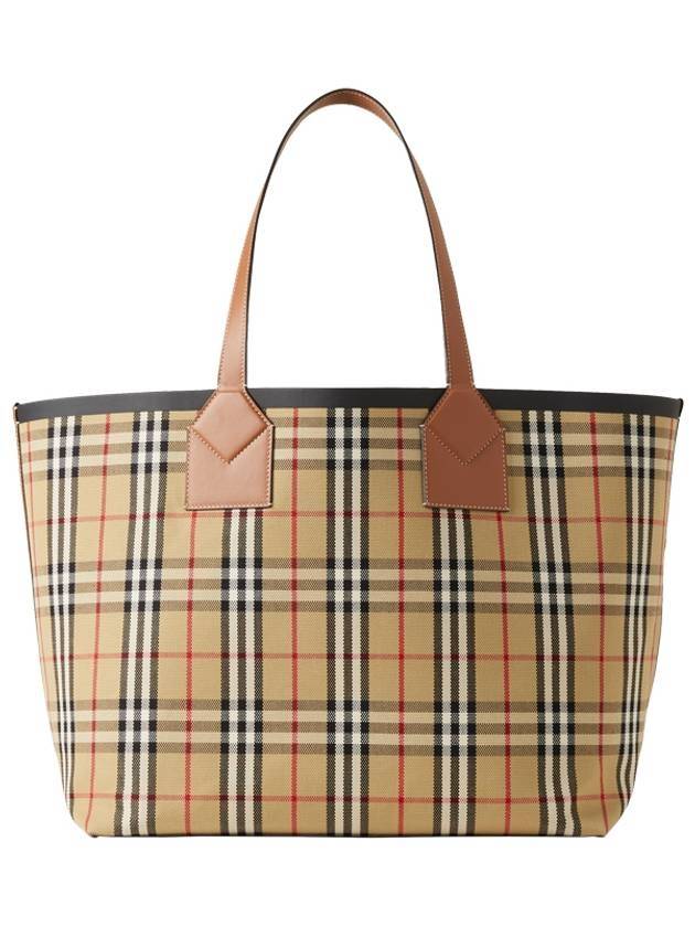 Check Large London Cotton Tote Bag Brown - BURBERRY - BALAAN 1