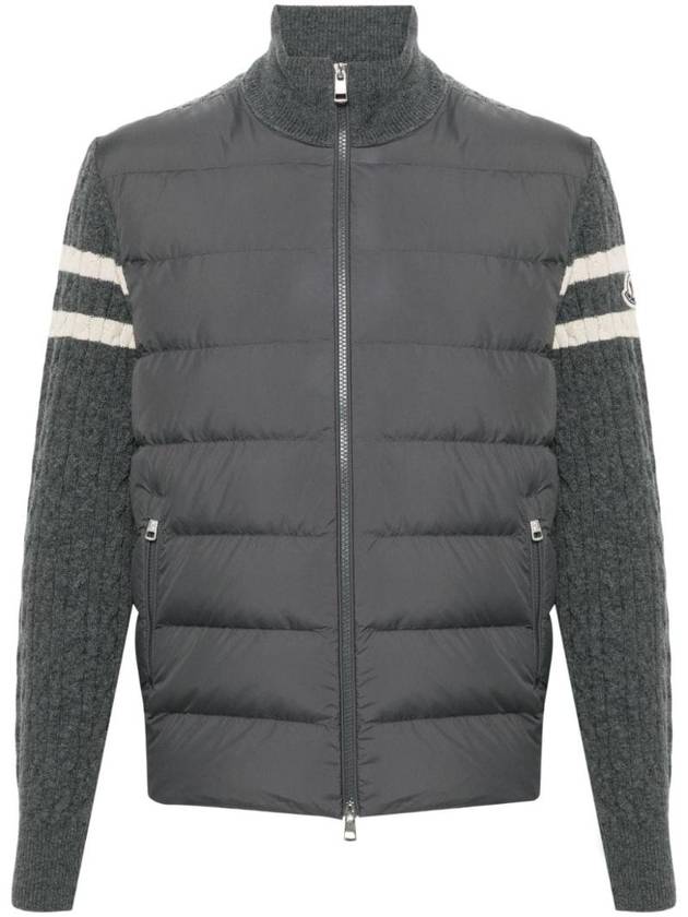 Padded Wool Zip-Up Cardigan Grey - MONCLER - BALAAN 1