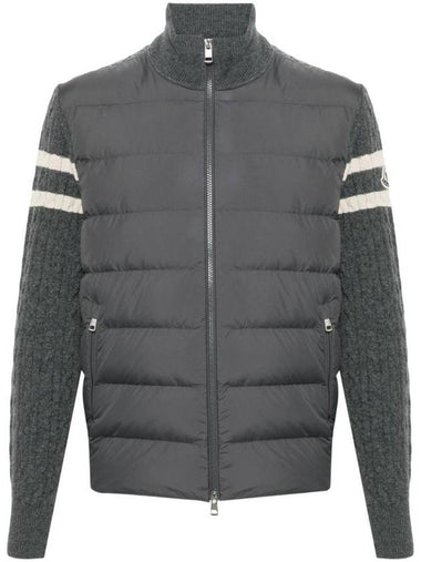 Padded Wool Zip-Up Cardigan Grey - MONCLER - BALAAN 1