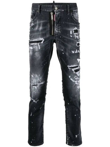 White Painting Front Zipper Cool Guy Denim Jeans Gray - DSQUARED2 - BALAAN 1