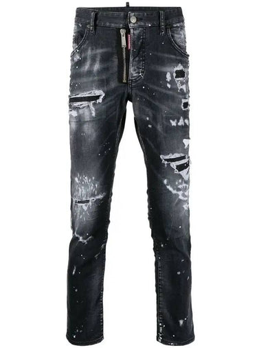 White Painting Front Zipper Cool Guy Denim Jeans Gray - DSQUARED2 - BALAAN 1