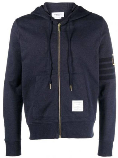 Lightweight Anchor Loopback 4-Bar Zip Up Hoodie Navy - THOM BROWNE - BALAAN 1