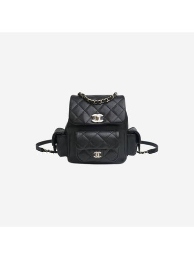 Grained Shiny Calfskin Small Backpack Black - CHANEL - BALAAN 1