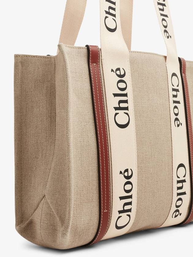 Woody Canvas Medium Tote Bag Brown - CHLOE - BALAAN 4