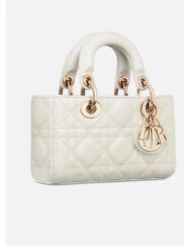 Lady D Joy Cannage Lambskin Micro Tote Bag White - DIOR - BALAAN 3