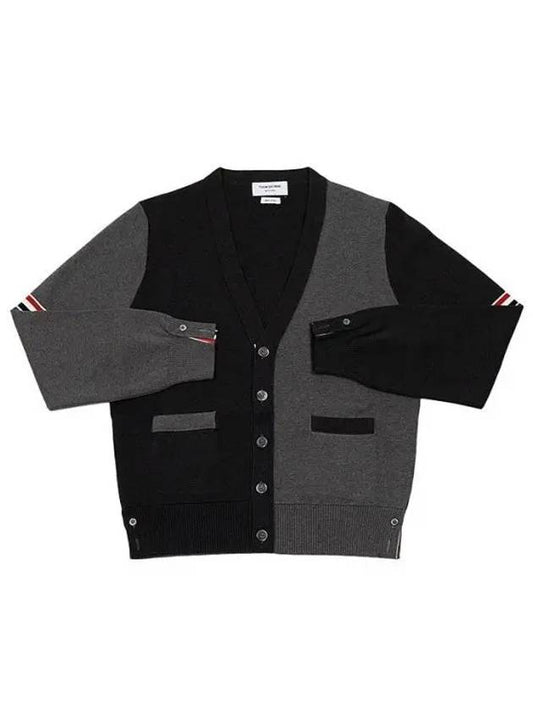 Funmix Cotton ArmBand V-Neck Cardigan Tonal Grey - THOM BROWNE - BALAAN 2