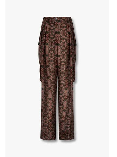 Women s Patterned Silk Cargo Pants Cherry Brown - DRIES VAN NOTEN - BALAAN 1