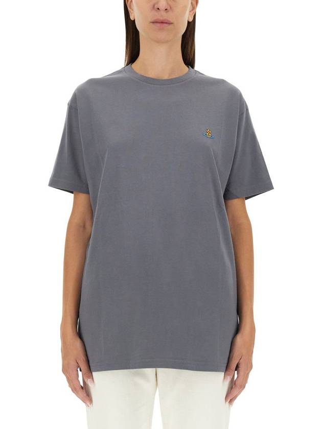 ORB Logo Cotton Short Sleeve T-Shirt Grey - VIVIENNE WESTWOOD - BALAAN 2