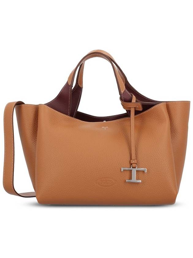 T Timeless Leather Small Tote Bag Brown - TOD'S - BALAAN 2