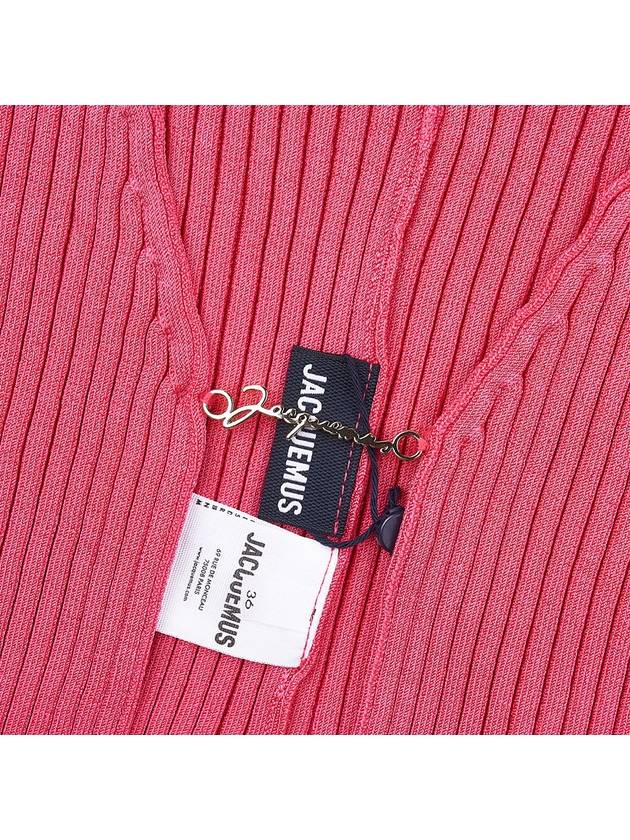 Le Maille Fralu Micro Charm Logo Crop Cardigan Pink - JACQUEMUS - BALAAN.