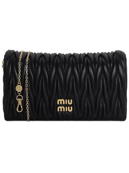 Matelasse Nappa Leather Logo Mini Shoulder Bag Black - MIU MIU - BALAAN 2