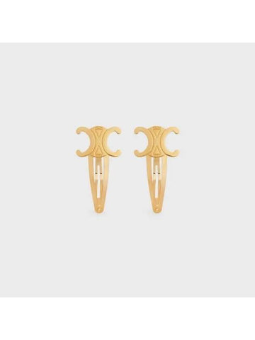 Triomphe Snap Brass Steel Hair Clip Gold Set Of 2 - CELINE - BALAAN 1