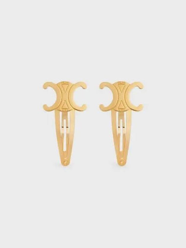 Triomphe Snap Brass Steel Hair Clip Gold Set Of 2 - CELINE - BALAAN 1