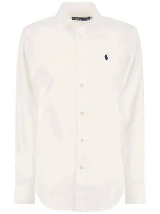 Embroidered Pony Logo Cotton Long Sleeve Shirt White - POLO RALPH LAUREN - BALAAN 2
