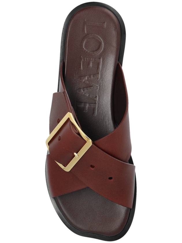 Loewe Leather Slides, Women's, Burgundy - LOEWE - BALAAN 6