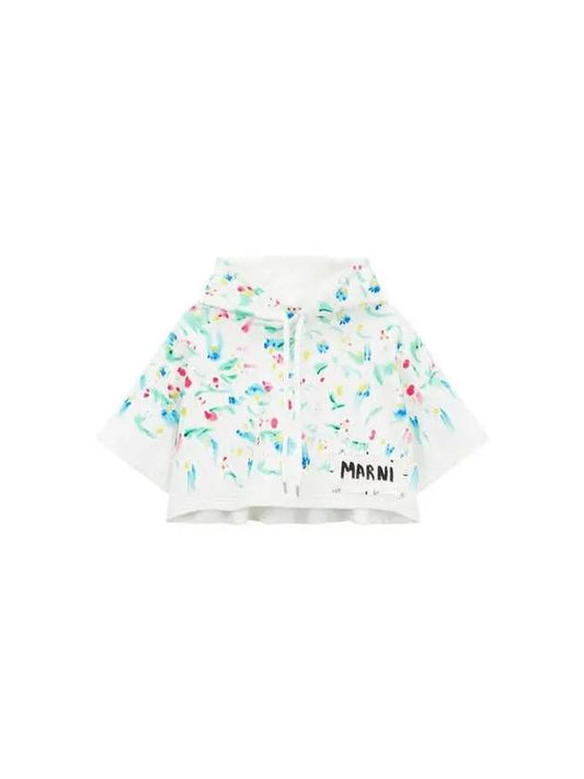 Wide floral hooded sweatshirt white - MARNI - BALAAN 1