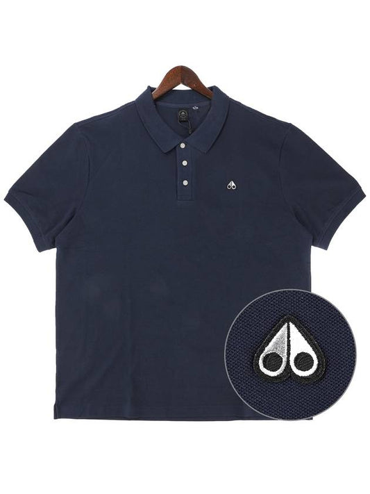 Embroidered Logo Short Sleeve Polo Shirt Navy - MOOSE KNUCKLES - BALAAN 2