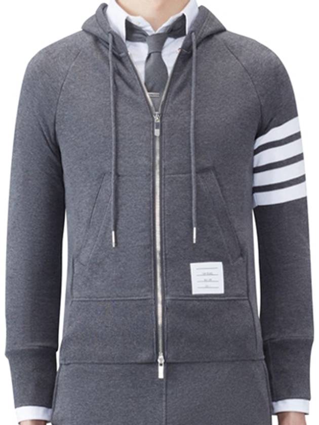 Engineered 4 Bar Diagonal Zip Up Hoodie Dark Grey - THOM BROWNE - BALAAN 2