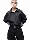 For Women W243SH02BK Oversized String Denim Shirt Black Indigo - CHANCE'S NOI - BALAAN 7