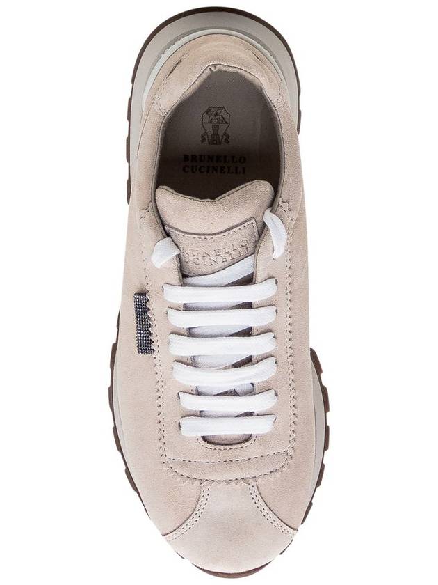 Chain Suede Low Top Sneakers Ivory - BRUNELLO CUCINELLI - BALAAN 5