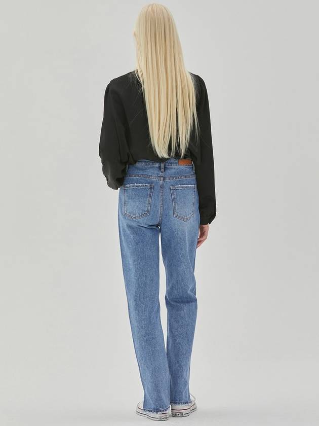 RYUL+WAI: Denim Straight Slit Long Pants Indigo - RYUL+WAI: - BALAAN 4