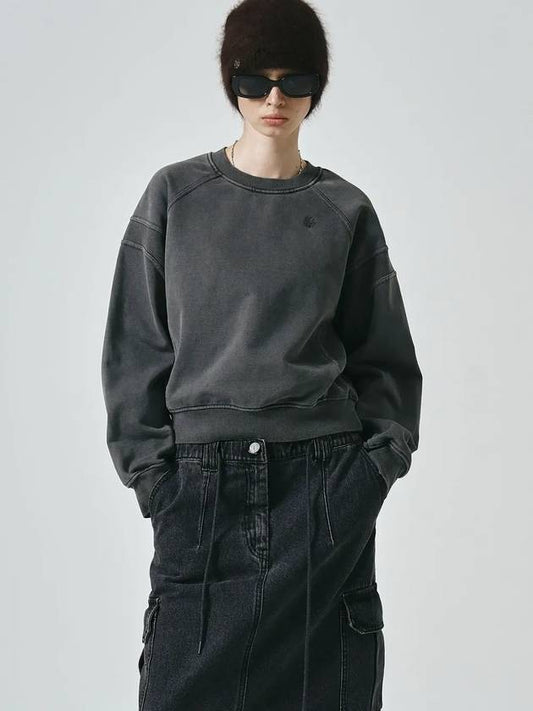 Paneled Cropped Sweatshirt Charcoal - NOIRER FOR WOMEN - BALAAN 2