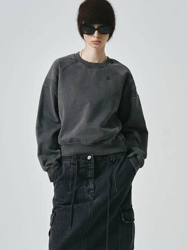 Paneled Cropped Sweatshirt Charcoal - NOIRER FOR WOMEN - BALAAN 1