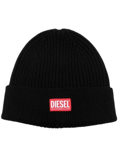 K Coder H Logo Patch Ribbed Beanie Black - DIESEL - BALAAN 2